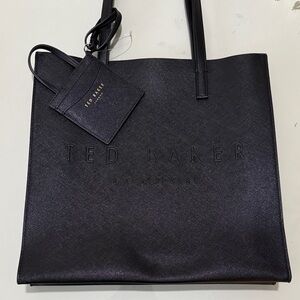 Ted Baker Black Embossed Logo Tote with Card HolderTag